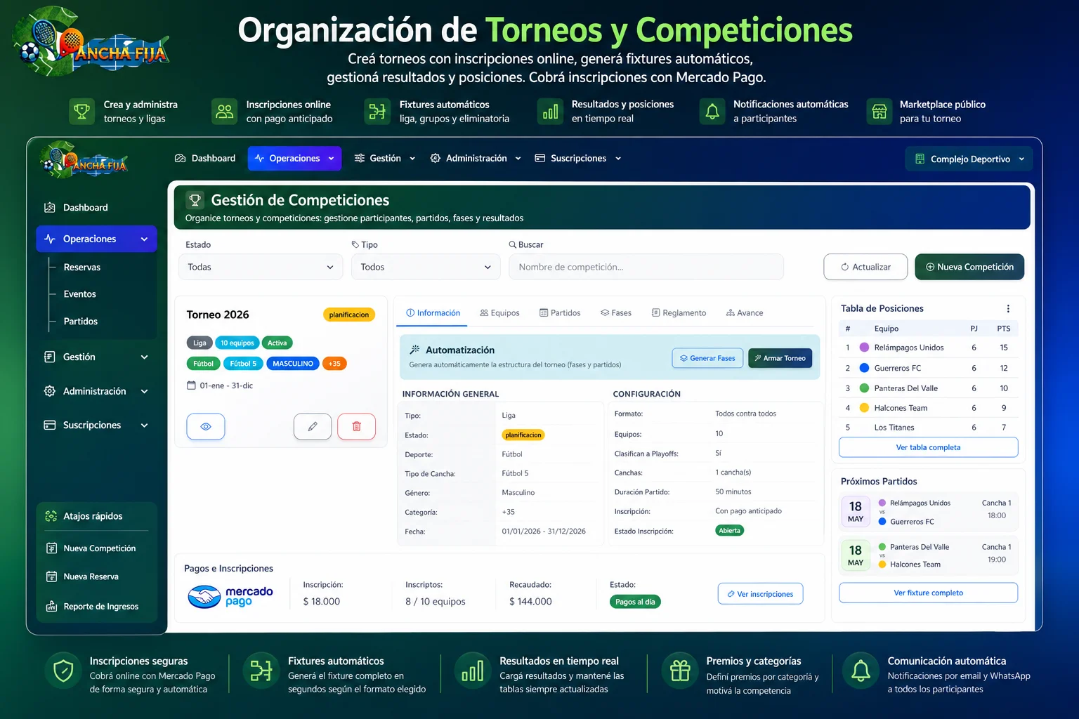 Gestión de torneos y fixture